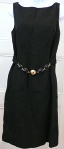 Vestido recto MILLY negro con cinturón adjunto dorado acanalado algodón sin mangas talla 6 - Imagen 1 de 10
