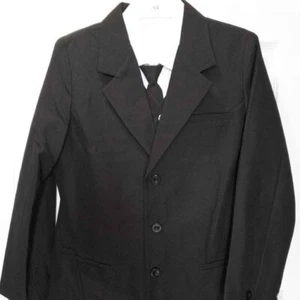 NEW BOY (Sz 8/10/12/14/16) FORMAL 5 PCS SUIT SET BLACK w/long tie+vest - Picture 1 of 6