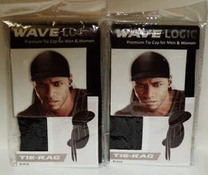 2 WAVE LOGIC Premium Tie Cap For Men & Women TIE RAG One SZ Fits All BLACK NIP - Picture 1 of 1