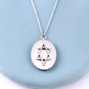 18K WG Blur Sapphire Star Of David Pendant Necklace 0.50 CTW  18"  Designer - Picture 1 of 12