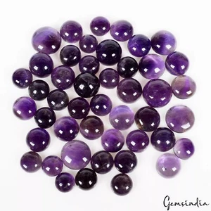 Natural Rich Purple 320 Cts 9-15mm Loose Untreated Amethyst Round Cab Gemstones - Picture 1 of 6