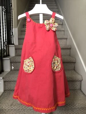 Vestido LOLA ET MOI Talla 4-5 Rojo Floral Primavera Verano Boutique Persiguiendo Luciérnagas Foto 1 de 4