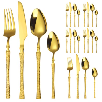 24-teiliges Besteckset mit Messer Gabel Löffel für 6 Personen Golden Edelstahl  - Bild 1 von 4