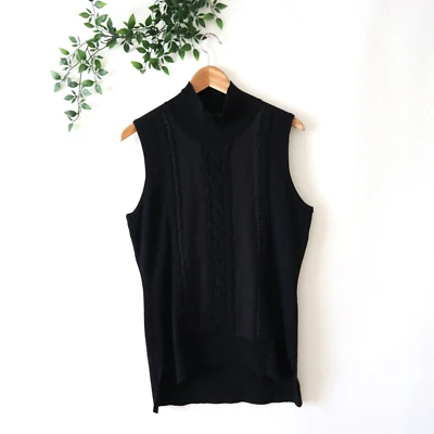 White House Black Market Sleeveless Bead Trim Turtleneck Sweater Size Medium - Image 1 of 4