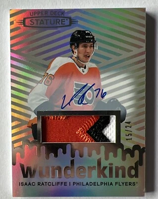 Isaac Ratcliffe 2022-23 UD Stature PATCH AUTO /24 Wunderkind #15/24 ROOKIE SP RC - Image 1 of 2
