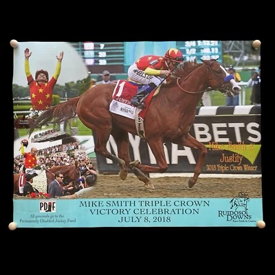Póster promocional JUSTIFY Triple Corona Mike Smith Ruidoso Downs 2018 carreras de caballos Foto 1 de 4
