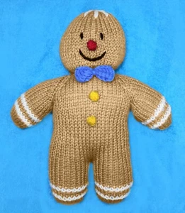 KNITTING PATTERN - Christmas Gingerbread Man 24 cms Soft Plush Toy - Picture 1 of 1