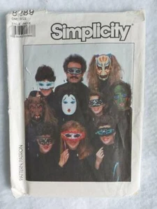 Simplicity 8289 Adult, Teen, Child's  Mask  Patterns One Size   1987 - Bild 1 von 2