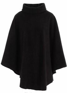 Ladies Women Warm Fleece Fleecy Polo-Neck Ponchos/Capes Plus Size 14-32