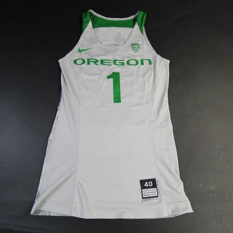 Oregon Ducks Nike Game Jersey - Basketball Women's Gray/Green Used Cover