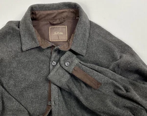 Tasso Elba Men's XL X-Large Button Down Grey Brown Accent Fleece Warm Shirt - Picture 1 of 10