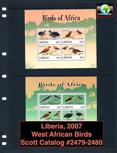 1/3 off $20.00 Scott Value - 2007 LIBERIA Birds 2 s/s African CV MNH NH UMM - Picture 1 of 6