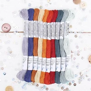 PREMIUM COTTON EMBROIDERY FLOSS SET IN AUTUMN HARVEST COLORS - SIX STRAND THREAD - Picture 1 of 7