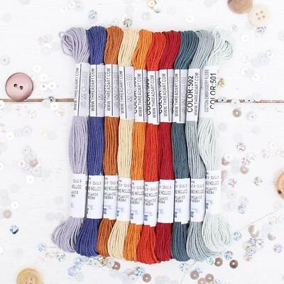 PREMIUM COTTON EMBROIDERY FLOSS SET IN AUTUMN HARVEST COLORS - SIX STRAND THREAD - Image 1 of 4