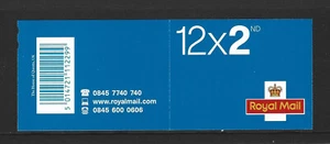 GB 2002 12 x 2nd CLASS NVI STAMP BOOKLET ME2 - CYLINDER Q1 - Picture 1 of 2