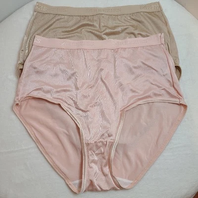 VTG Breezies 2pk Classic Logo Band Second Skin Satin Brief Panties Size XL - Image 1 of 4