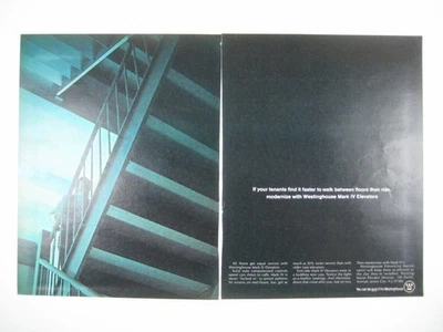 Anuncio de modernización de ascensores Westinghouse Mark IV años 60 revista impresa AD Foto 1 de 2