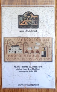 NEW Teresa Kogut Cross Stitch Chart #XS336 "Honey & Wool Farm" count 163wx83h - Picture 1 of 3