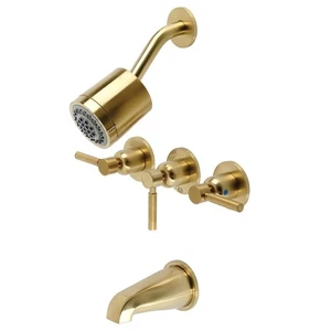 KBX8137DL Concord Triple-Handle Tub and Shower Faucet in Brushed Brass - Picture 1 of 2