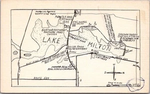 Vintage 1950s LAKE MILTON, Ohio Map Postcard Advertising - Akron / Youngstown - Picture 1 of 2