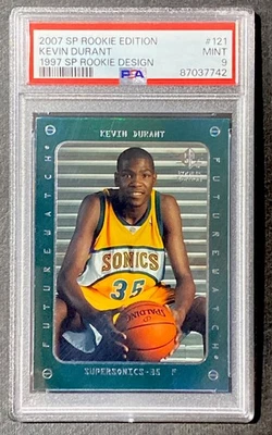 2007-08 SP Rookie Edition 1997-98 SP Rookies Design Kevin Durant #121 (RC) PSA 9 - Image 1 of 2