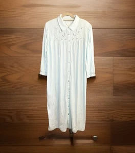 NWT Go Softly Nightgown LARGE Pastel Mint Green Embroidered Maxi Long Sleeve - Picture 1 of 14