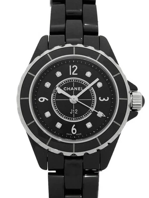 Chanel J12 Cerámica Negra H2569 29mm Cuarzo 8 Diamantes Damas #TW066 Foto 1 de 4