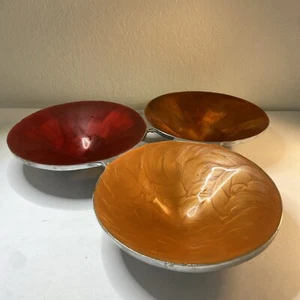 Decorative India Aluminum Enamel Red Orange 15” - Picture 1 of 12