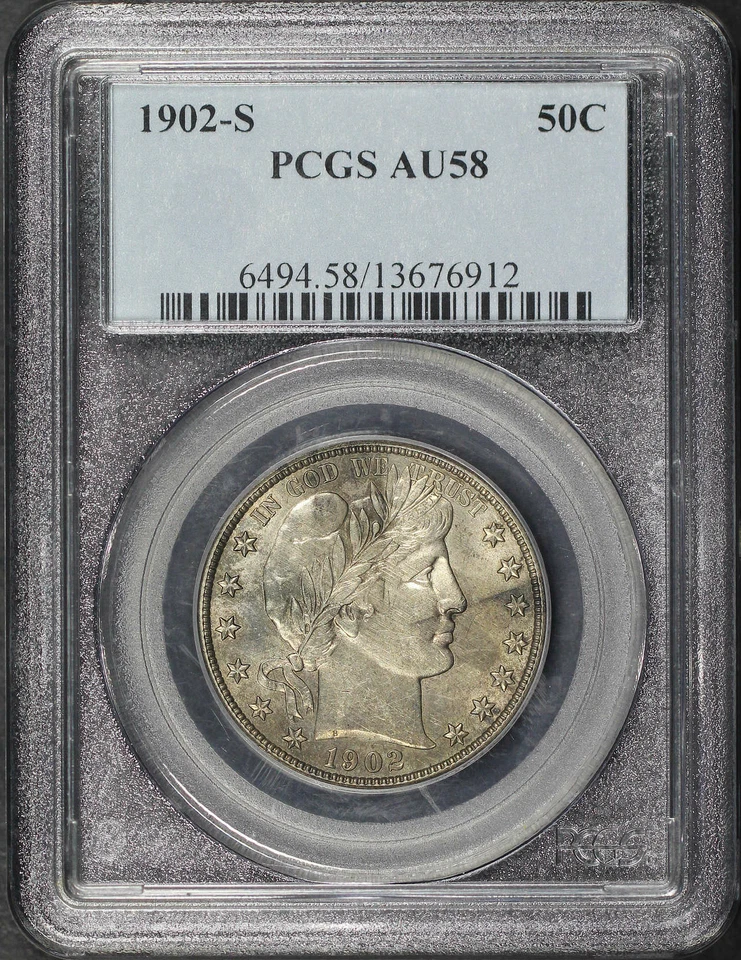 1902-S Barber Half Dollar PCGS AU-58 - Image 1 of 2