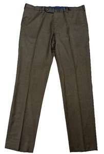 Incotex Slowear “Benson” Brown Super 100’s Wool Twill Classic Fit Dress Trousers - Picture 1 of 13