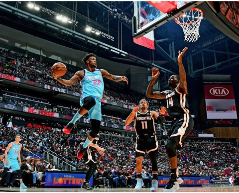 Jimmy Butler Miami Heat Unsigned Shooting vs. Atlanta Hawks Photograph Cover