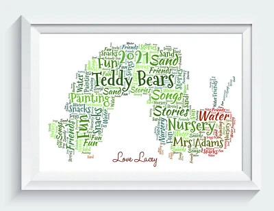 WORDARTGIFTS4U Personalised Thank You Caterpillar Childminder Nursery Word Art A4 Print ONLY