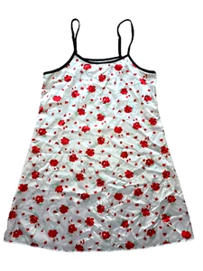 Women's Floral Nightgown Lingerie Chemise - White / Red Flowers - Size Small - Picture 1 of 9