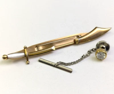 Lote de prendedores solitarios de circonita cúbica de colección SWANK espada lazo tono dorado y relleno de oro Foto 1 de 4