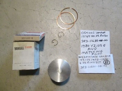  YAMAHA 1980 YZ125 OEM NOS + .25 PISTÓN 3R3-11635-00-00 ANILLOS 3R3-11601-10-00 Foto 1 de 4