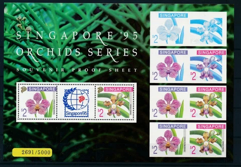 Singapore #MiBl36 MNH S/S CV€280.00 1995 Orchids Print Phases [716-717 Footnote] Cover