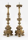 A pair of early 18th century decorative wood-carved Italian candelabras