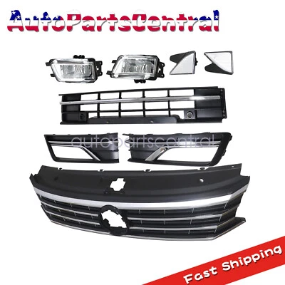 Juego de 8 piezas de bisel antiniebla parrilla inferior superior parachoques delantero para Passat 2016-2019 Foto 1 de 4