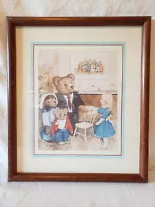 Goldilocks & the Three Bears Picture Print 15" x 13" Wood Frame Vintage - Picture 1 of 8