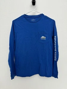 RARE Vineyard Vines Cotton Ski Whale Pocket T-Shirt Blue Youth Size XL / 18 - Picture 1 of 6