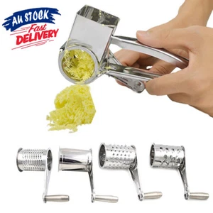 4 Set Multifunction Rotary Cheese Grater Hand Held Cut Slicer Stainless Steel - Picture 1 of 12