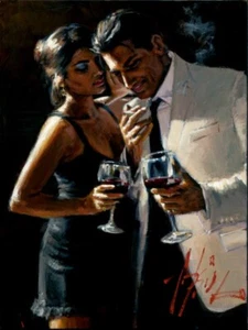 RARE NEW FABIAN PEREZ ORIGINAL "The Proposal IV" spanish girl lady OIL PAINTING - Picture 1 of 3