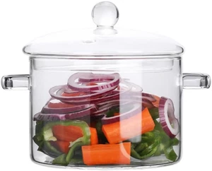 Glass Pots for Cooking: 1500Ml Glass Saucepan with Cover Clear Glass Cooking Pot - Picture 1 of 7