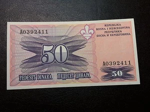 Bosnia banknotes London printing - not issued - 50 Dinara 1995 UNCIRCULATED ! - Picture 1 of 2