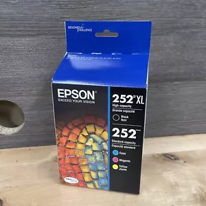 Genuine Epson 252XL Black & 252 Color Ink T252XL-BCS 4-Pack Exp 07/2026 - Picture 1 of 3