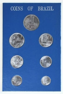 Monedas de Brasil 1975-1978 juego de 7 monedas sin circular como nuevas en soporte acrílico - Imagen 1 de 4