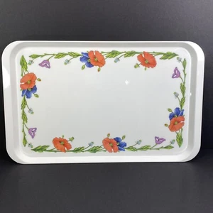 Villeroy & Boch Amapola Melamine Rectangular Serving Tray Blue & Orange Poppy - Picture 1 of 11