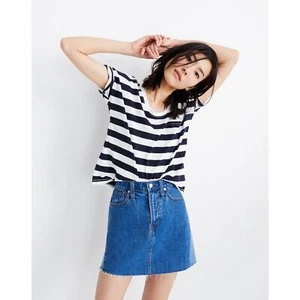 Neu mit Etikett Madewell steifer Denim A-Linien-Minirock: Pieced Edition 100 % Baumwolle Größe 26 - Bild 1 von 11