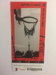TORONTO RAPTORS VS INDIANA PACERS DECEMBER 19, 2018 TICKET STUB - Picture 1 of 1