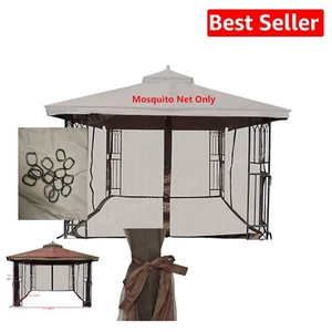 Outdoor 12' x 12' Brown Gazebo Mosquito Netting - Four-Wall Protection & Zippers - Picture 1 of 6